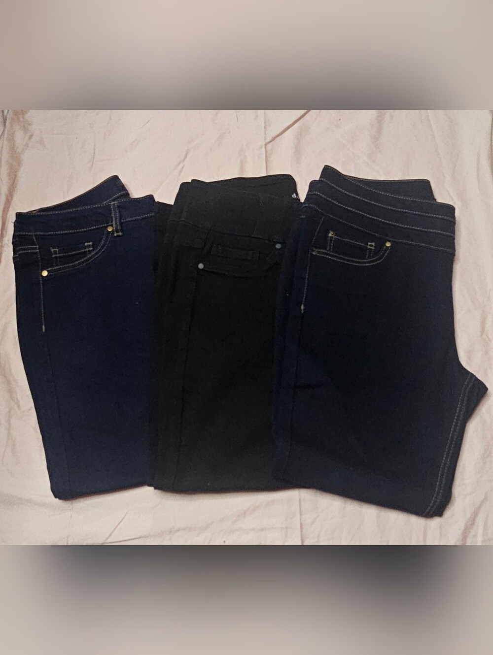 3 Pairs Of D. Jeans Women's Black and Navy Blue Denim Jeans Size 8P Petite